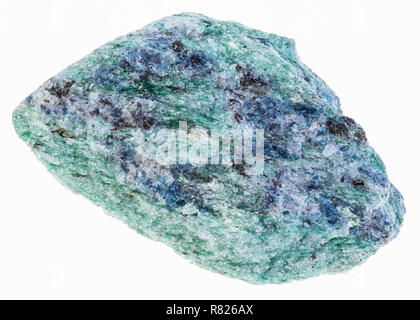 Makrofotografie von natürlichen Mineral aus geologische Sammlung - raw fuchsite (Chrom Glimmer) Stein auf weißem Hintergrund Stockfoto