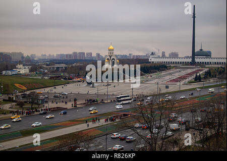 Russische Föderation, Luftaufnahme auf Moskau bei Sonnenuntergang Stockfoto