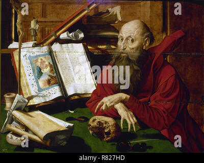 'Saint Jerome', 1547, flämischen Schule, Öl auf Leinwand, 80 cm x 108 cm, P 02653. Autor: REYMERSWAELE, MARIANUS VAN. Lage: Museo del Prado - PINTURA. MADRID. Spanien. Stockfoto