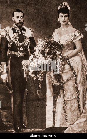 Die Hochzeit des Herzogs von York (future King George V) an Prinzessin Victoria Maria, 6. Juli 1893 in der Chapel Royal von St. James's Palace. Sie wurde die Herzogin von York, bevor sie Queen Consort. Stockfoto