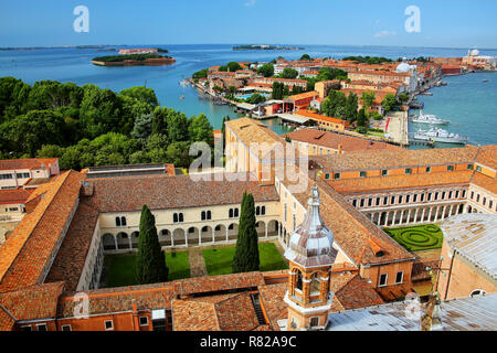 Blick auf den Höfen des Kloster San Giorgio und Giudecca Insel in Venedig, Italien. Kloster befindet sich auf der Insel San Giorgio Maggiore Stockfoto