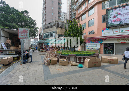 KOWLOON, HONG KONG - 21. APRIL 2017: Blumenmarkt Bezirk bei Mong in Kowloon, Hong Kong. Stockfoto