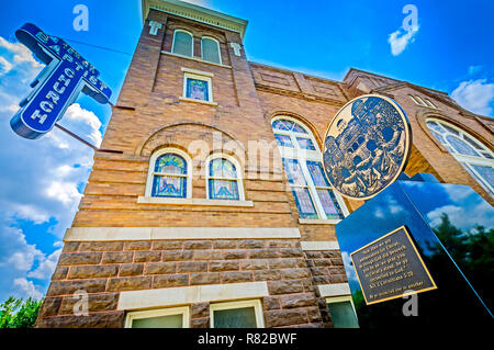 Ein Denkmal erinnert an die Bombardierung 1963 16 St. Baptist Church und den Tod von vier Kindern, 12. Juli 2015 in Birmingham, Alabama. Stockfoto