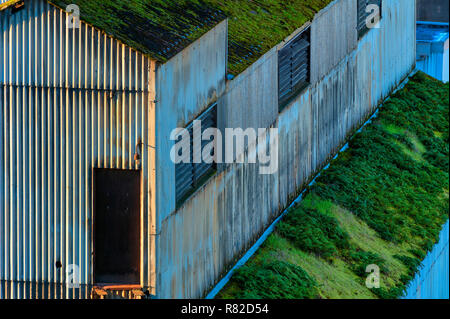 Teile einer alten Papierfabrik, sitzt verlassen Warten auf Abriss in Oregon City, Oregon Stockfoto