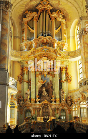 Frauenkirche Deutschland: Gaetano Chiaveri erbaute katholische Kirche in Dresden von 1738-1754. Stockfoto