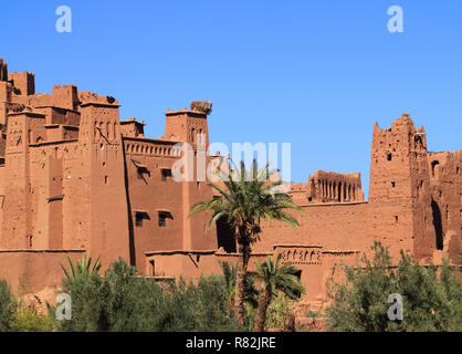 Marokko Ouarzazate - Ait Ben Haddou mittelalterliche Kasbah, in Berber Stil mit Adobe gebaut - UNESCO-Weltkulturerbe. Stockfoto