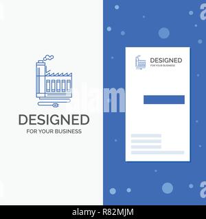 Business Logo für den Konsum-, Ressourcen-, Energie-, Fabrik, Herstellung. Vertikale blaue Business/Visitenkarte vorlage Stock Vektor