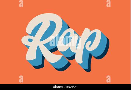 Rap Hand geschriebene Wort text für Typografie Design in orange, blau-weiße Farbe. Kann für ein Logo, Branding oder die Karte verwendet werden. Stock Vektor