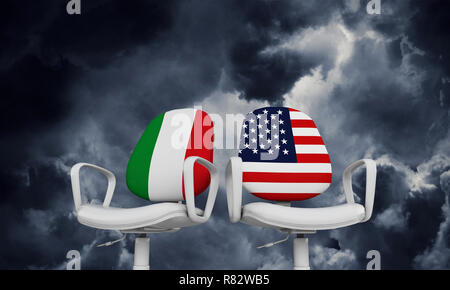 Italien und USA-Geschäft liegen. Internationl Beziehung Konzept. 3D-Rendering Stockfoto