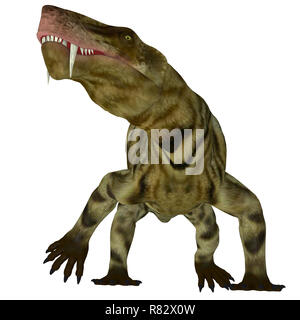 Inostrancevia Dinosaurier auf Weiß - Inostrancevia war eine Fleisch fressende Katze - wie Dinosaurier, die in Russland während der Permian Periode lebte. Stockfoto