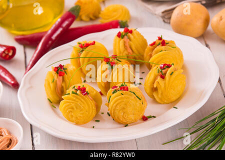 Herzogin Kartoffeln Sandwiches. Stockfoto