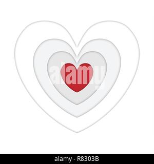 Herzen aus Papier. Dekoratives Gestaltungselement. Stock Vektor