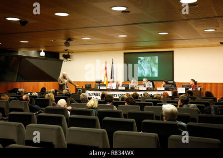 Madrid, Spanien. 12. Dezember, 2018. Bürger gegen die Straffreiheit des Franquismus (ACCIF) und die Familie Verein zur Förderung von Paterna (AFFP) im Kongress der Abgeordneten für ihre Ansprüche und Anspruch, Schutz für die mehr als 114.000 ermordet, die in den Gossen und Massengräber am 12.Dezember, 2018 in Madrid, Spanien Quelle: Jesús Hellin/Alamy Leben Nachrichten weiterhin vorhanden Stockfoto