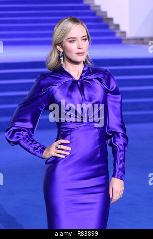 London, Großbritannien. 12. Dezember 2018. Emily Blunt, Mary Poppins zurück Europäische Premiere, die Royal Albert Hall, Kensington Gore, London, UK, 12. Dezember 2018, Foto von Richard Goldschmidt Credit: Rich Gold/Alamy leben Nachrichten Stockfoto
