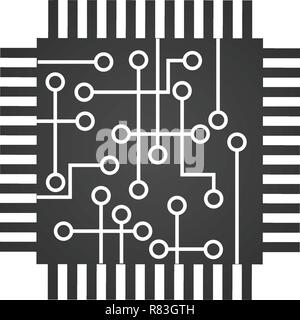 CPU Central Processing Unit, Computer Chip oder Mikrochip Symbol. Vector Illustration auf weißem Hintergrund Stock Vektor