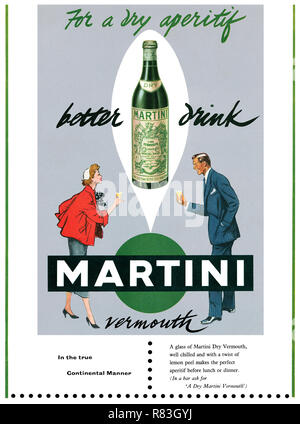 1955 britischen Werbung für Martini Dry Vermouth. Stockfoto