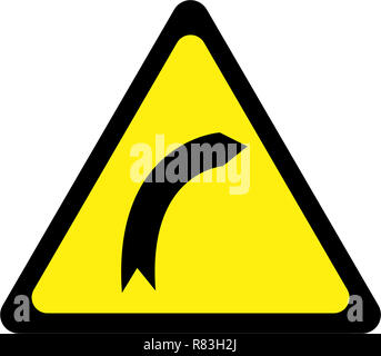 Warnzeichen mit Rechtskurve symbol Stockfoto