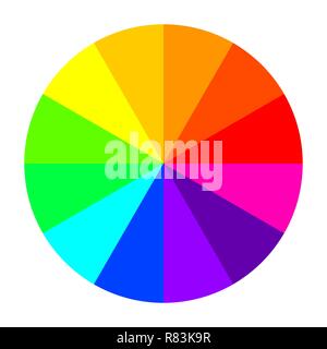 Farbrad in flacher Ausführung. Vector Illustration. Farbrad isoliert Stock Vektor