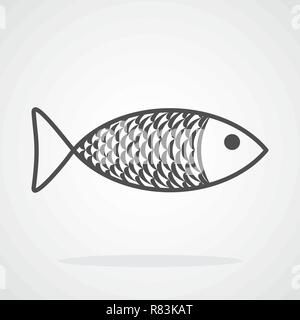 Fisch Symbol isoliert. Vector Illustration. Graue Fisch-symbol in flachen Stil Stock Vektor