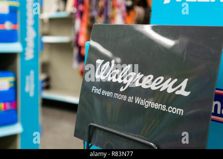 August 14, Sunnyvale 2018/CA/USA - Walgreens Logo in einem Ihrer Standorte in South San Francisco Bay Area. Stockfoto