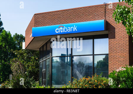 August 14, Sunnyvale 2018/CA/USA - Citibank Filiale in einer der Städte in der San Francisco Bay Area. Stockfoto