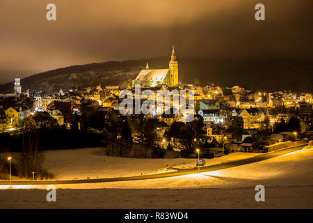 Bergstadt Schneeberg Stockfoto