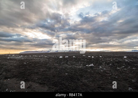 Diamond Beach auf Sonnenuntergang im Süden von Island Stockfoto