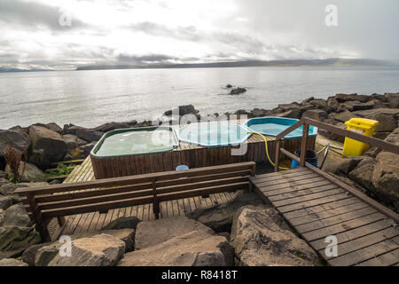 Drangsnes Hot Pools in westfjord Region, Island Stockfoto