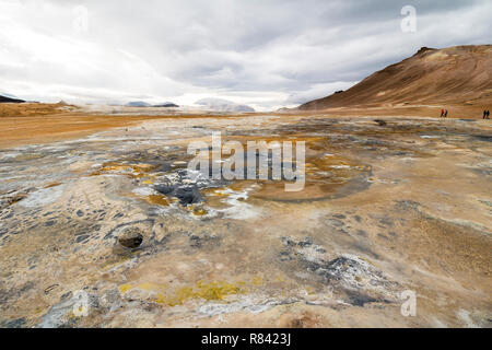 Hverir Landschaft an warmen geothermischen Aktivitäten, Island Stockfoto