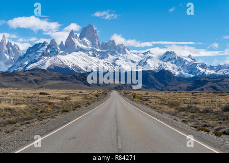 Straße zum Monte Fitz Roy in Argentinien Stockfoto