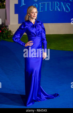 Schauspielerin Emily Blunt, am Film Premier von 'Mary Poppins' zurück, wo Sie spielt Mary Poppins Stockfoto