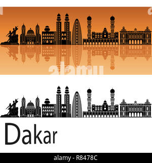 Dakar Skyline in orange Hintergrund Stockfoto