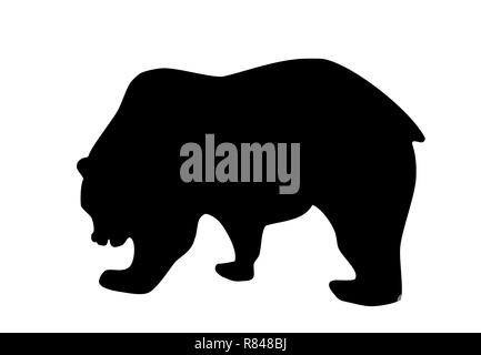 Tragen schwarze Silhouette auf weißem Hintergrund. Einfache Big Polar bear Piktogramm, Logo, das Symbol Grafik Stockfoto