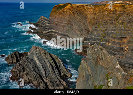 Die Klippen von Capo Sardao, Westküste, der Costa Vicentina, Alentejo, Portugal Stockfoto