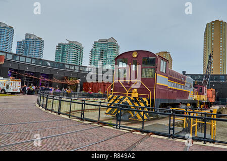 Alten Bahnhof an der National Rail Museum. Auf der Seite der Inschrift des Unternehmens Canadian National. Das Museum befindet sich auf dem CN Tower. Stockfoto