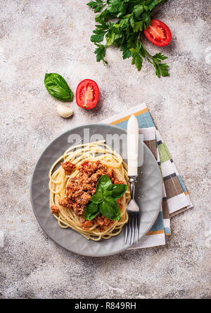 Spaghetti Bolognese. Spaghetti mit Fleischsauce Stockfoto