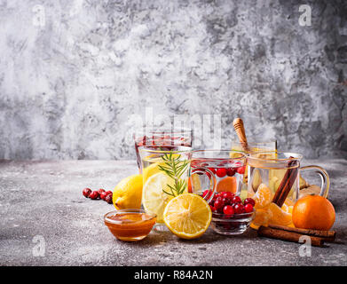 Sortiment von Winter gesunde Kaffee für Immunität steigern Stockfoto