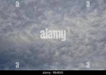 Texturierte, Klumpig Base von stratocumulus Cloud, über Aberdeen an einem Herbstabend. Natürliche Wetter Hintergrund, Schottland, Großbritannien. Stockfoto