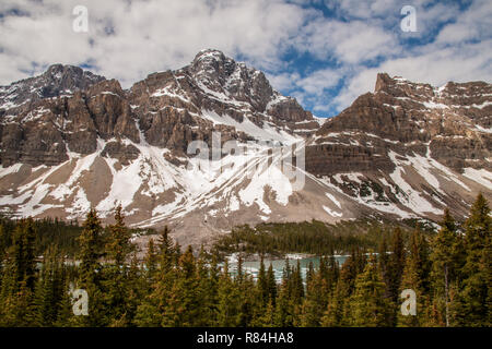 Anzeigen und Gletscher entlang des Icefields Parkway in Banff National Park, Alberta, Kanada Stockfoto