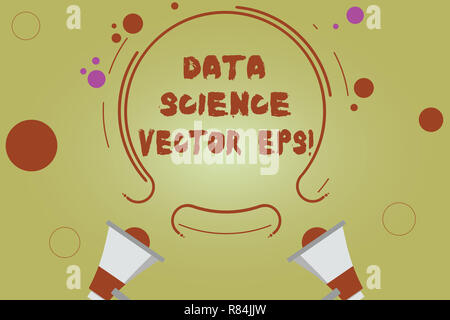 Wort schreiben Text Daten Wissenschaft foto Eps. Business Konzept für Digitale Informationen Analyse moderner Technologie zwei Megafon und kreisförmigen Umriss mit Stockfoto