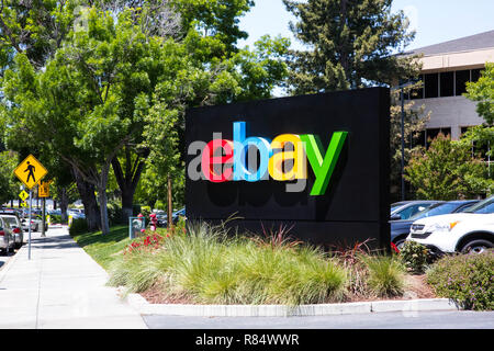 San Jose, Kalifornien, USA - 21. Mai 2018: eBay's Headquarters Campus, Welcome Center namens Main Street. eBay Inc. ist ein globaler E-Commerce Stockfoto