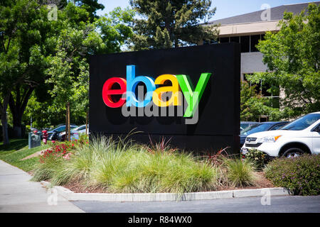 San Jose, Kalifornien, USA - 21. Mai 2018: eBay's Headquarters Campus, Welcome Center namens Main Street. eBay Inc. ist ein globaler E-Commerce Stockfoto
