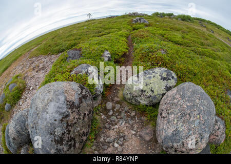 Steinernen Labyrinthe auf dem Bolschoj Zayatsky Insel. Solovetsky Inselgruppe, Weißes Meer, Russland Stockfoto