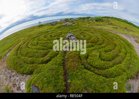 Steinernen Labyrinthe auf dem Bolschoj Zayatsky Insel. Solovetsky Inselgruppe, Weißes Meer, Russland Stockfoto