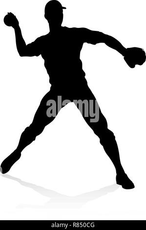 Baseball Player Silhouette Stock Vektor