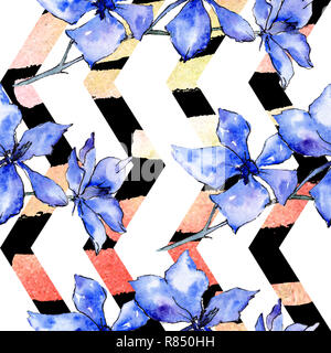 Lila und Weiß orchid flower. Florale botanischen Blume. Nahtlose Muster. Stofftapeten drucken Textur. Aquarell Hintergrund illustrati Stockfoto