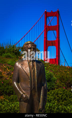 Statue von Joseph Strauß, Designer von der Golden Gate Bridge, San Francisco Stockfoto