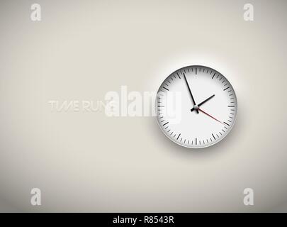 Vektor Ausschneiden weiße runde Uhrzeit Geschäft Hintergrund. Schwarzer runder Skala. Icon Design oder UI-Element Stock Vektor