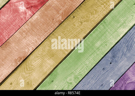 Bunt bemalten Holz- Hintergrund. Textur von alten hölzernen Brettern mit Farbe. Stockfoto