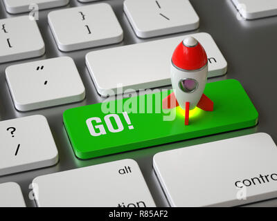 Taste auf der Tastatur, 3D-Rendering, konzeptionelle Bild. Stockfoto